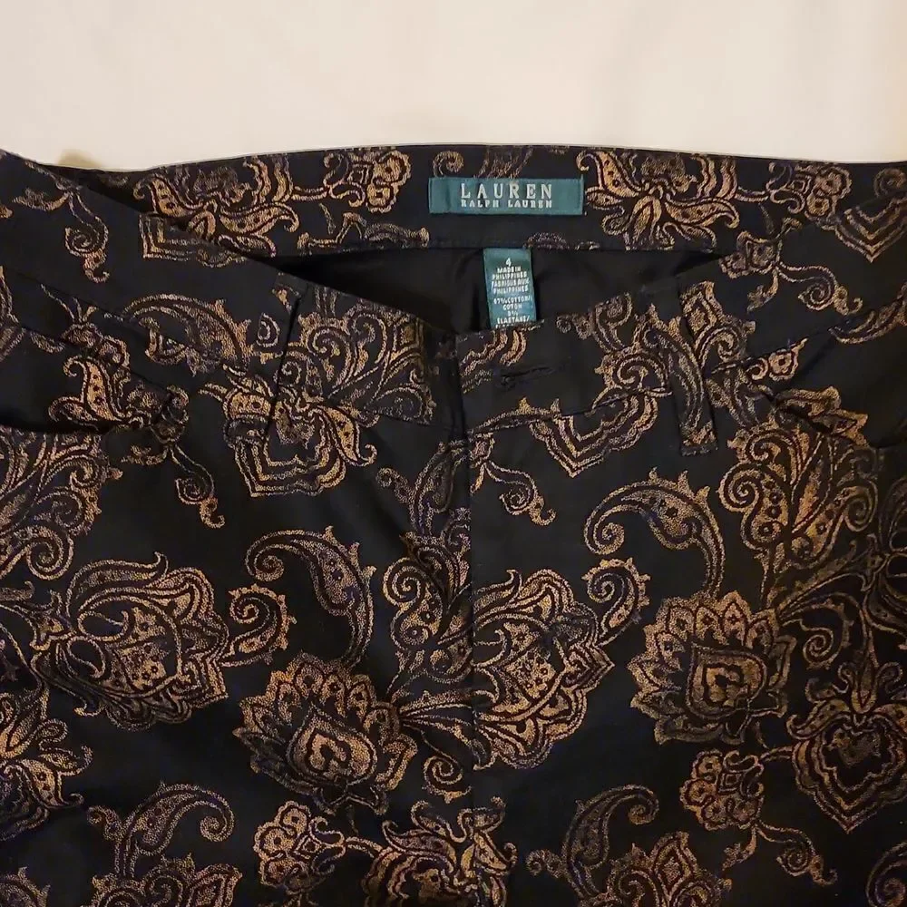 Lauren Ralph Lauren Black Paisley Skinny Jeans Pants size 4